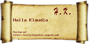 Halla Klaudia névjegykártya